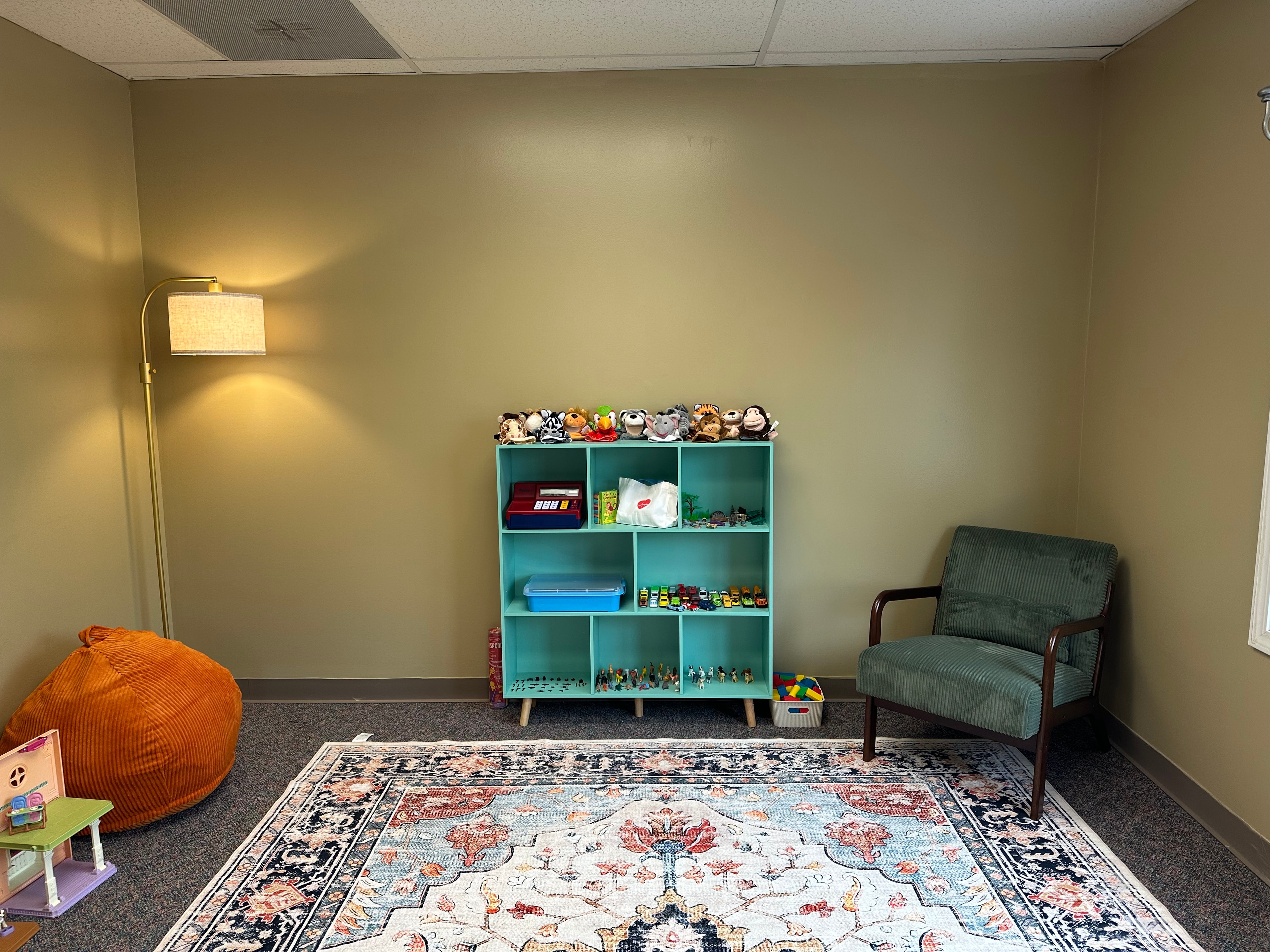 A calm, child-centered therapy space
