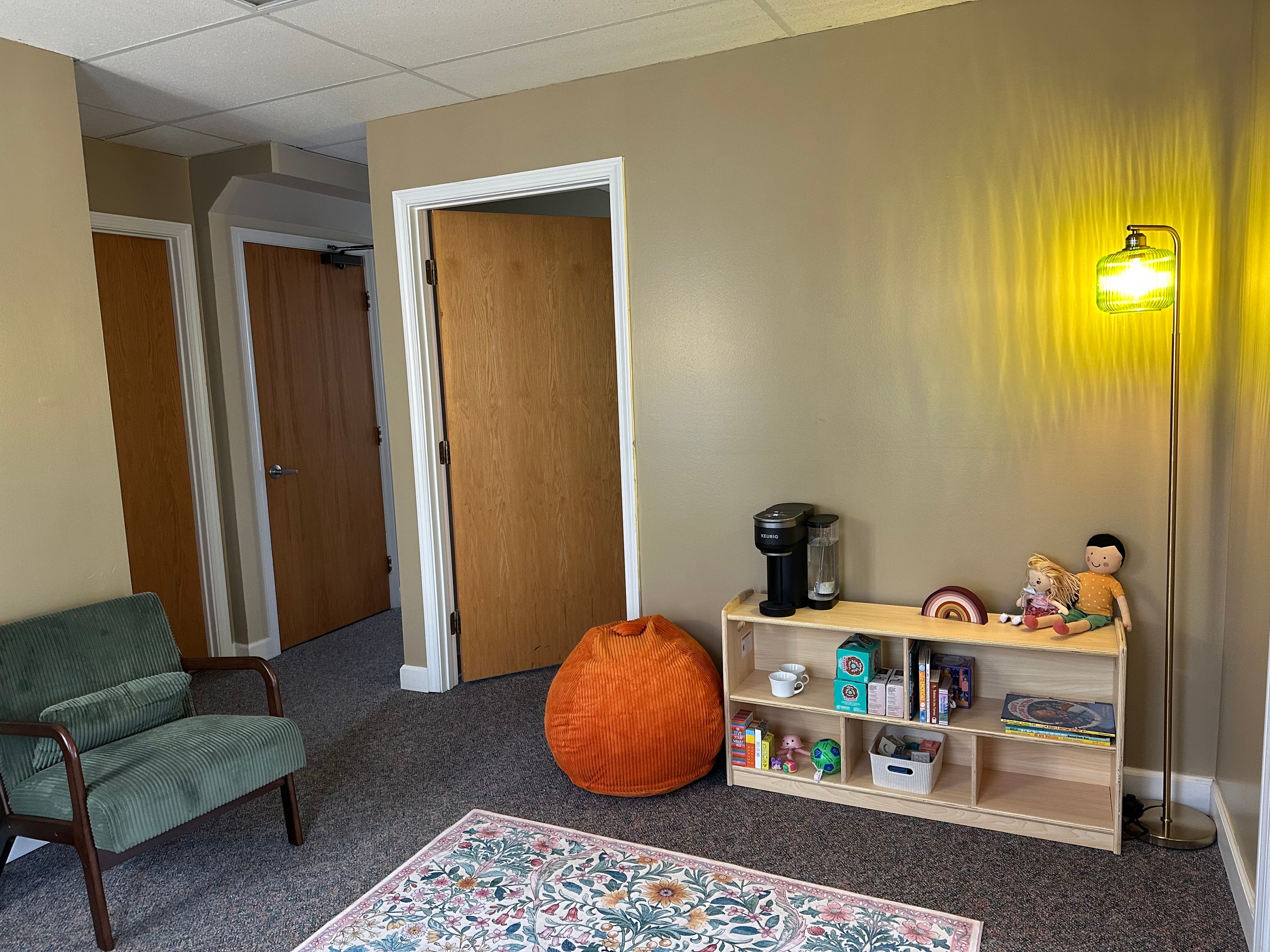 A welcoming, calm therapy office